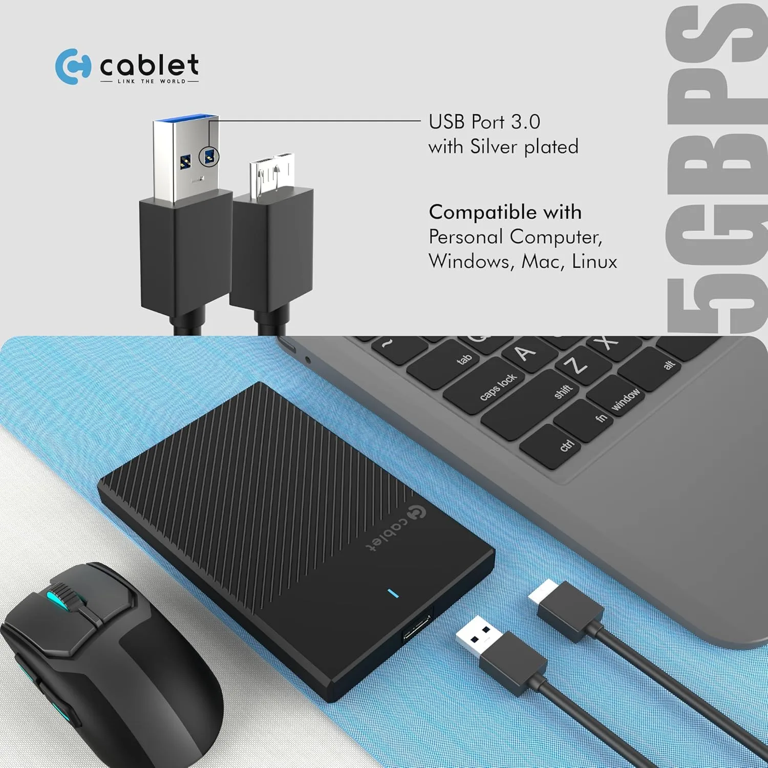 Cablet SSD Casing 2.5 Inch Sata USB 3.0 (HD2522 U3) view 6